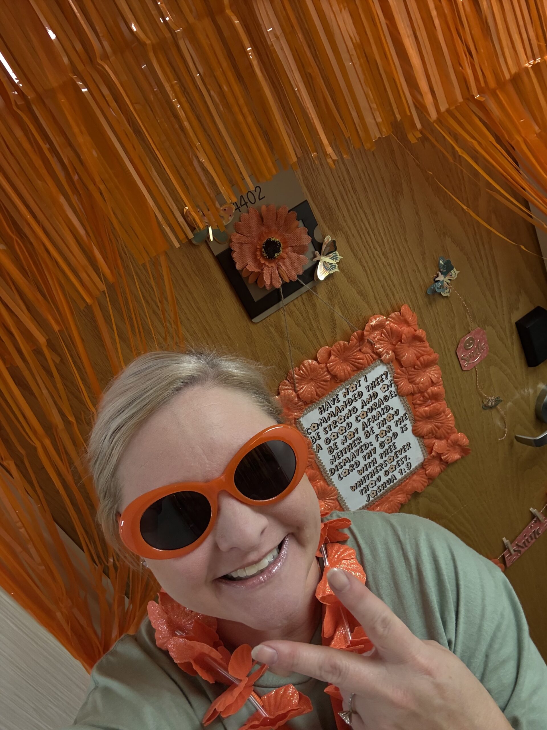 I snapped a quick selfie with my door on the way out lol.